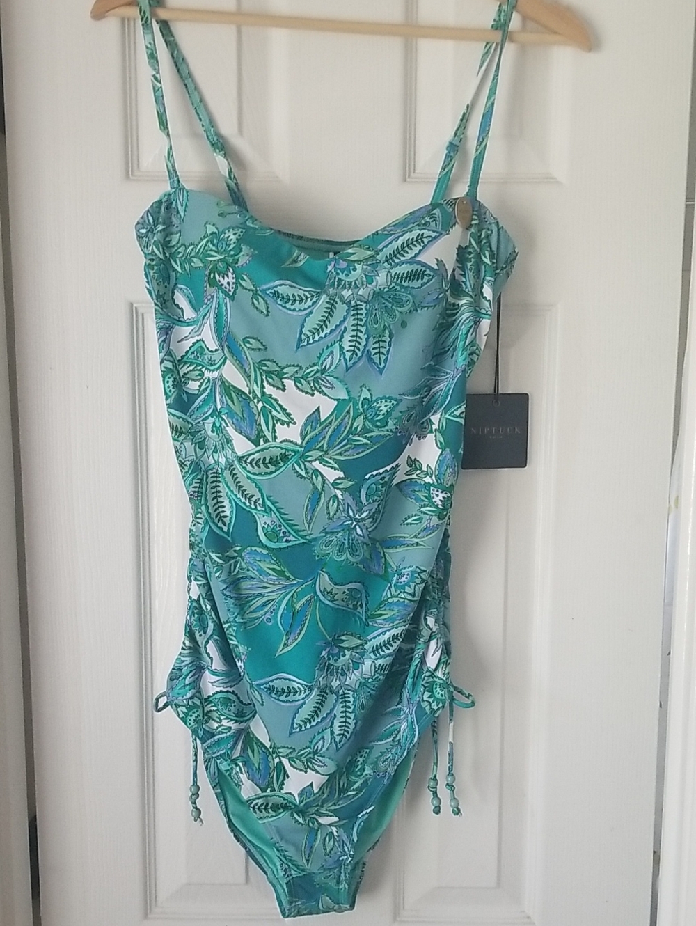 NEW!🏝 Niptuck🏝 Teal Leaf Print One-Piece Swimsuit